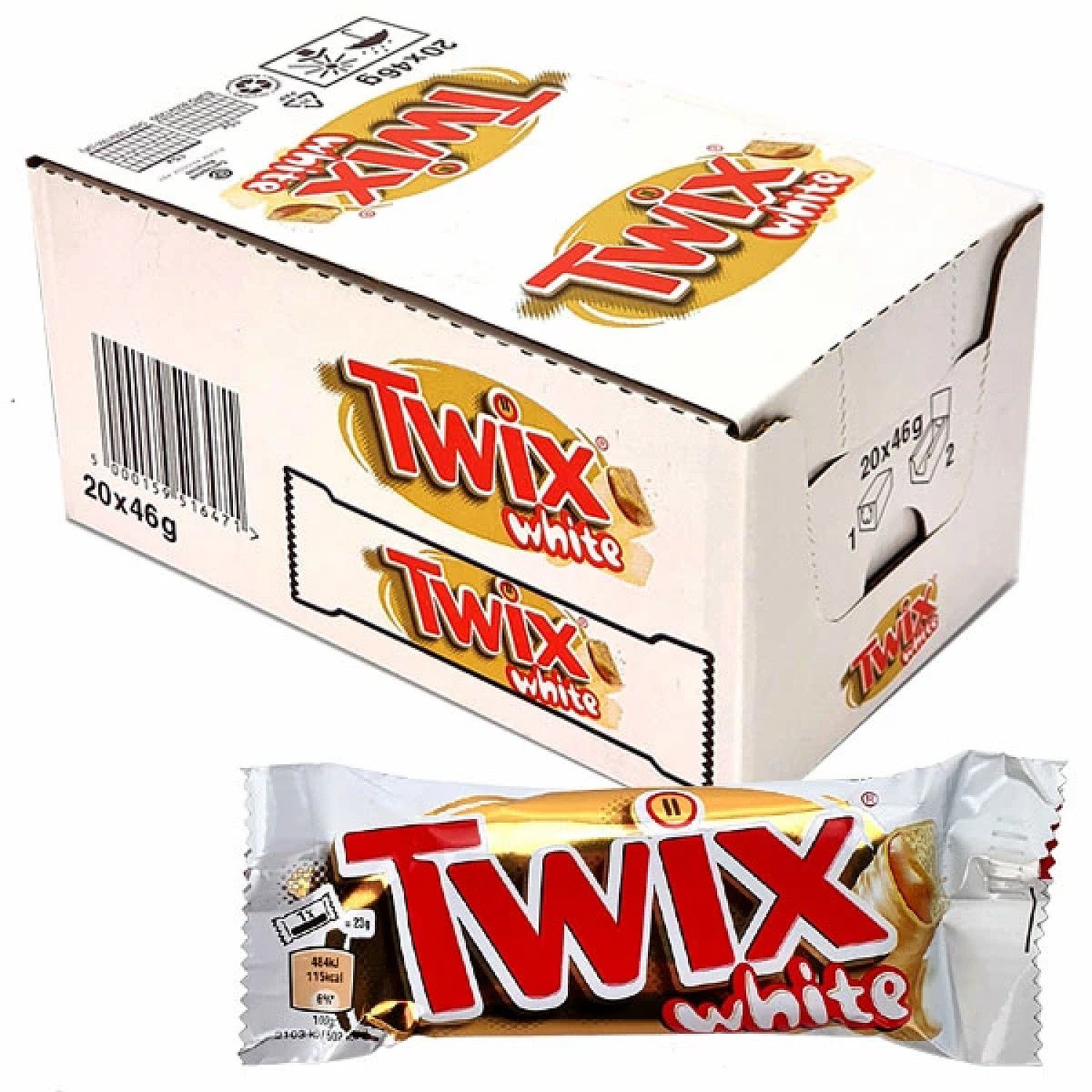 20 X TWIX WHITE CHOCOLATE STANDARD 46G BARS Free Postage