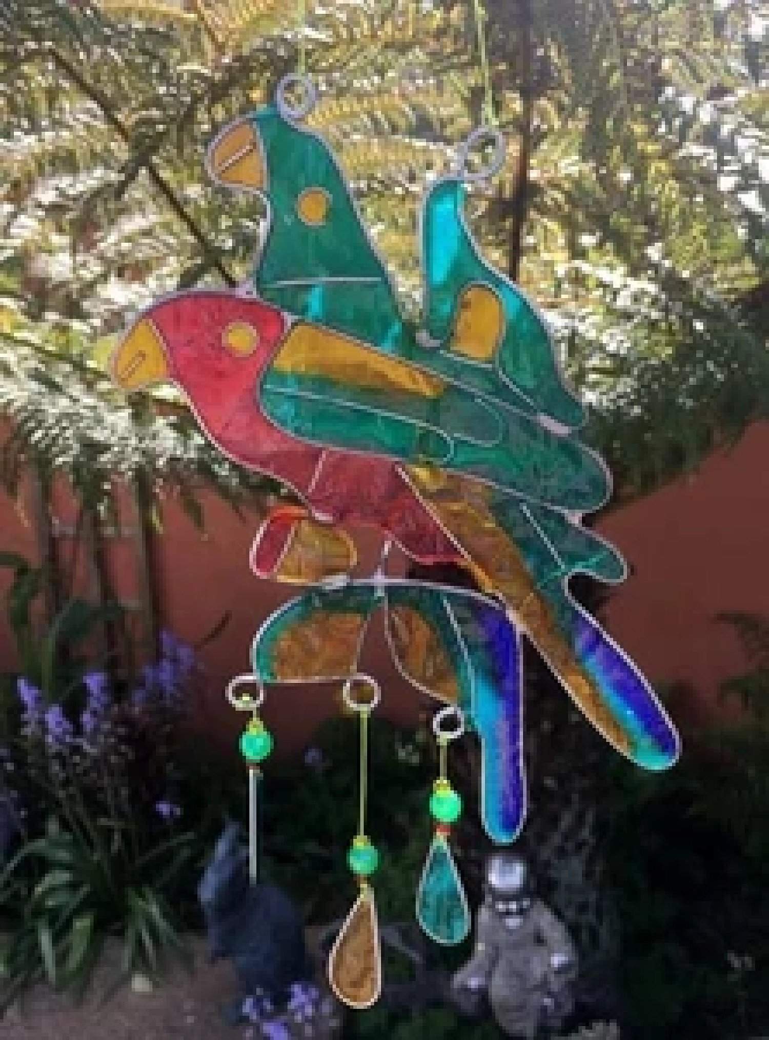 22cm Duo Parrots Hanging Sun Catcher Free Postage