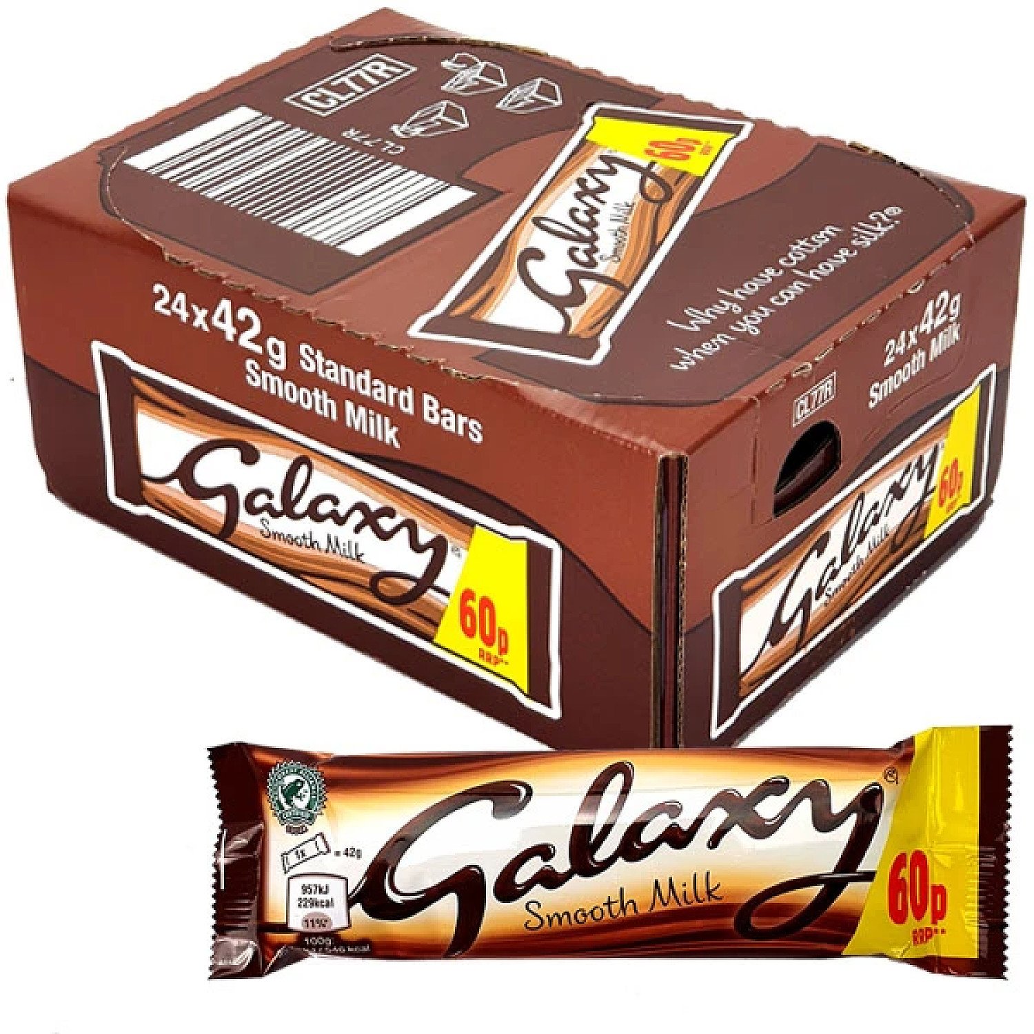 24 X GALAXY SMOOTH MILK 42G STANDARD CHOCOLATE BARS Free Postage