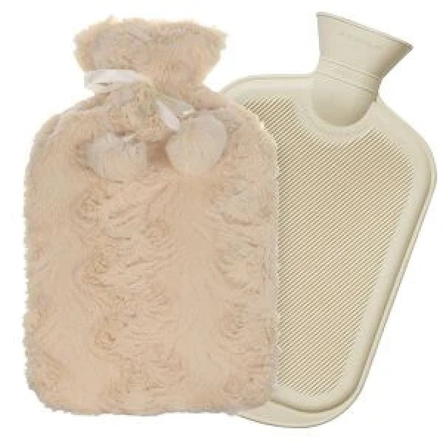 2L Hot Water Bottle Cover Knitted Faux Fur Plush Set Warm Cosy Winter Accessory Free Postage
