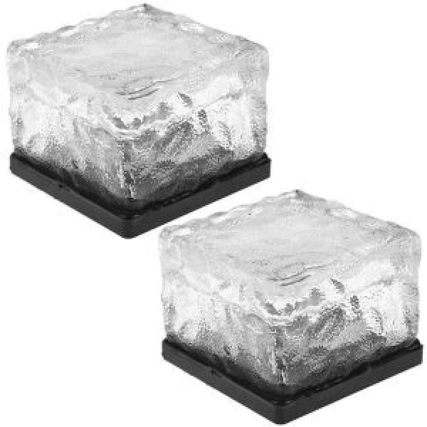 2x Solar Garden Glass Cube Path Light Free Postage