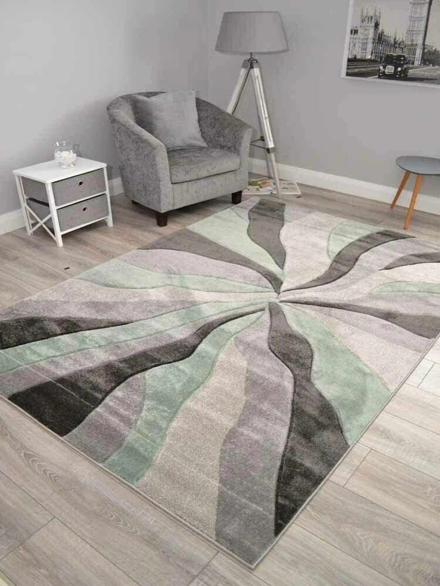 Hudson Green Splinter Rug Free Postage
