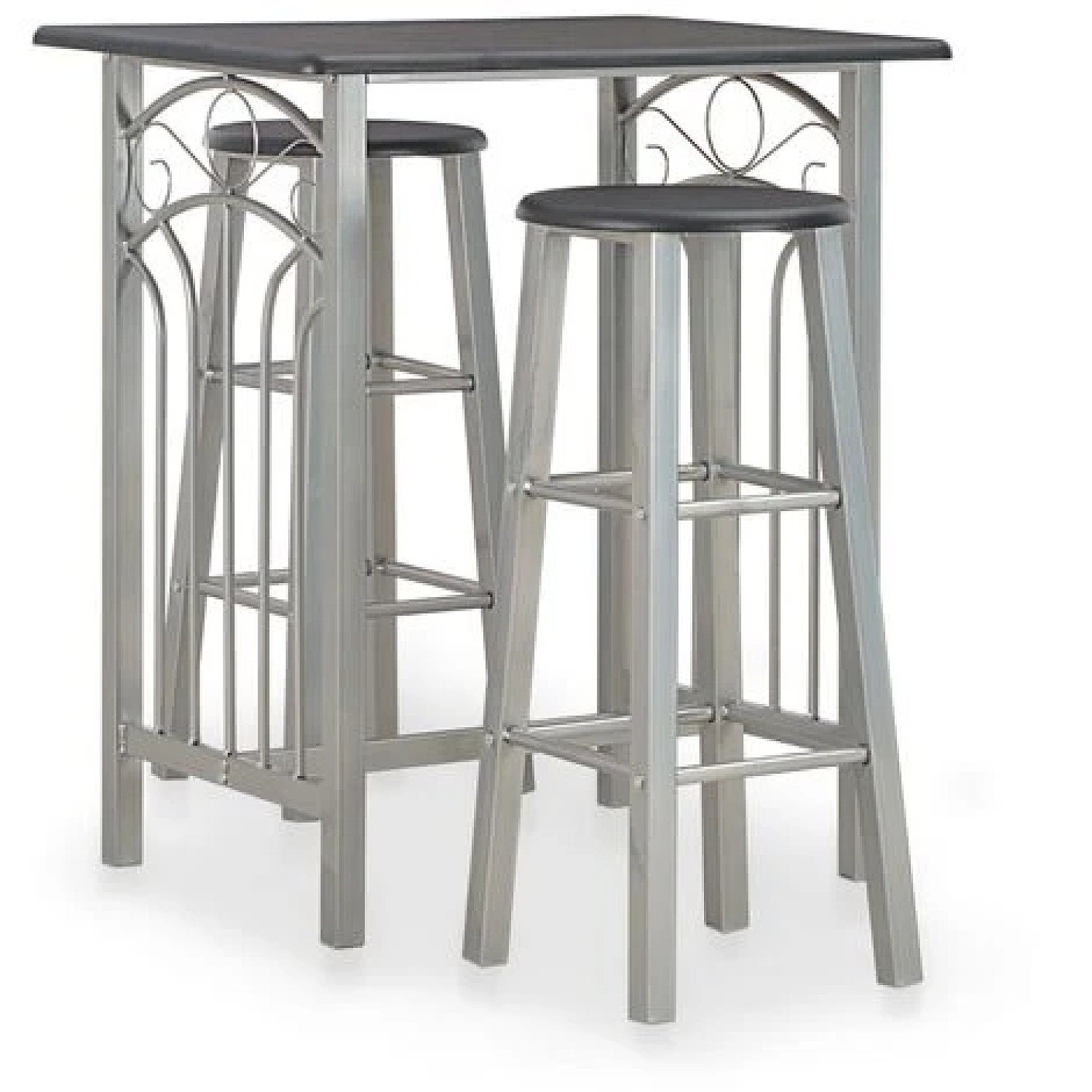 3 Piece Bar Set Wood and Steel Black Free Postage