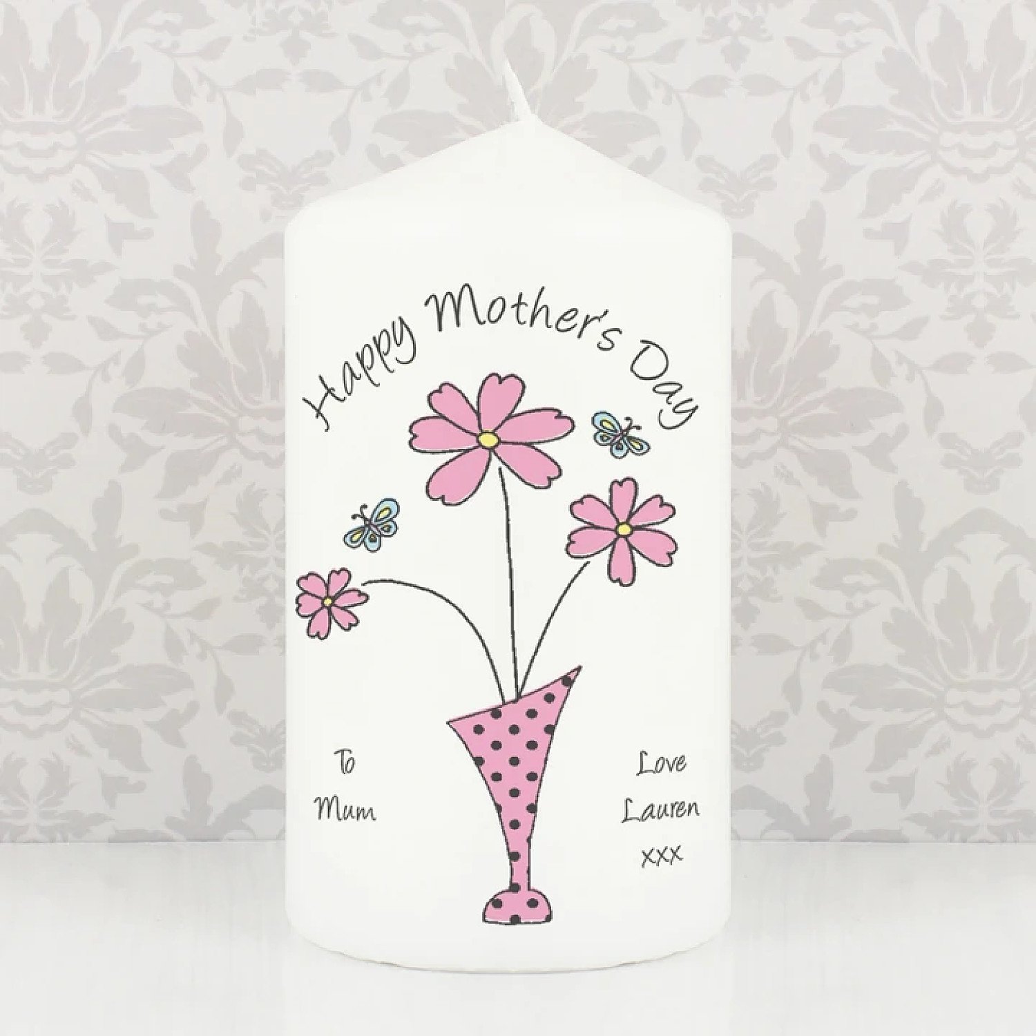 Personalised Flower in Vase Message Candle Mother’s Day 💝 Free Postage