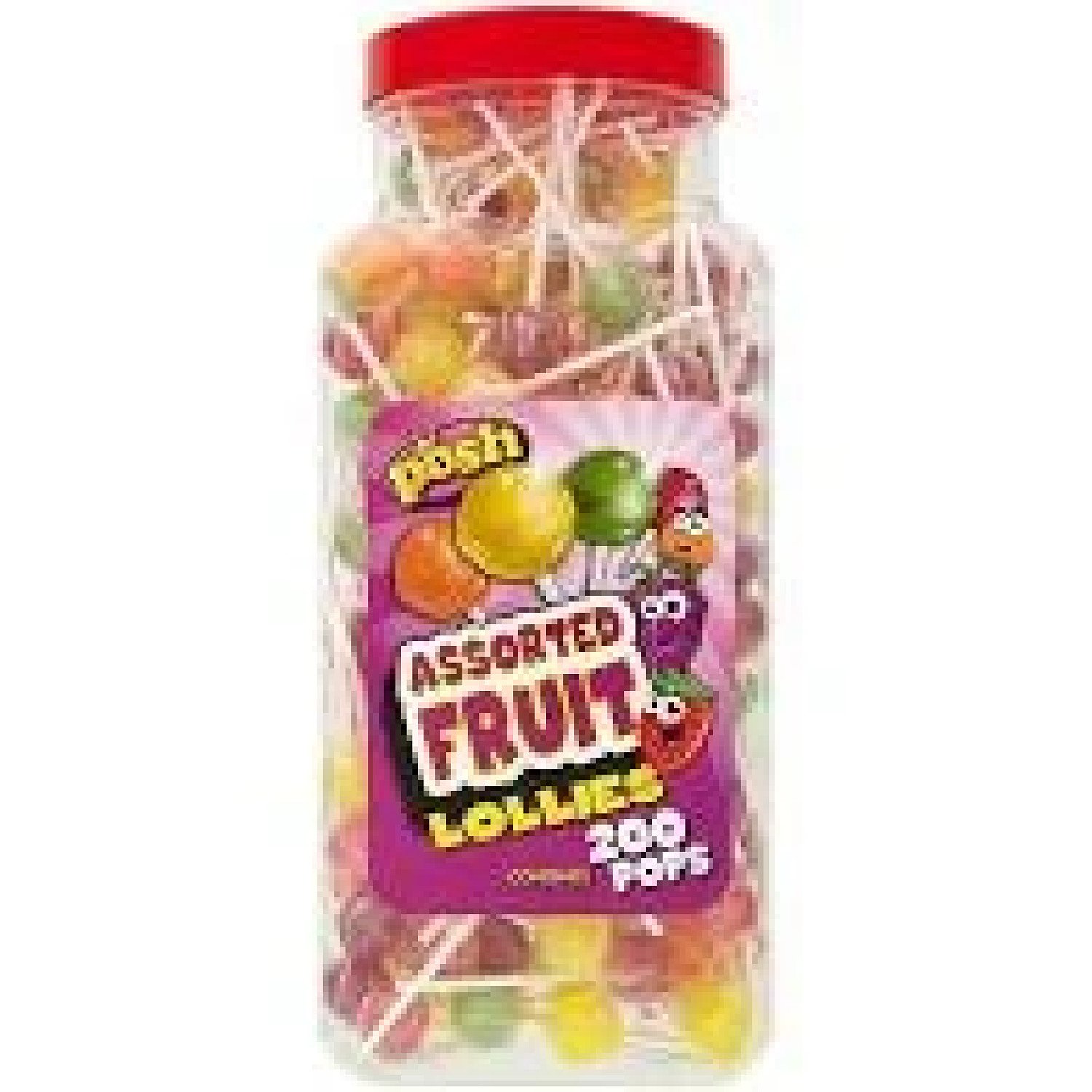 ASSORTED FRUIT LOLLIPOP JARS (POSH) 200 COUNT Free Postage