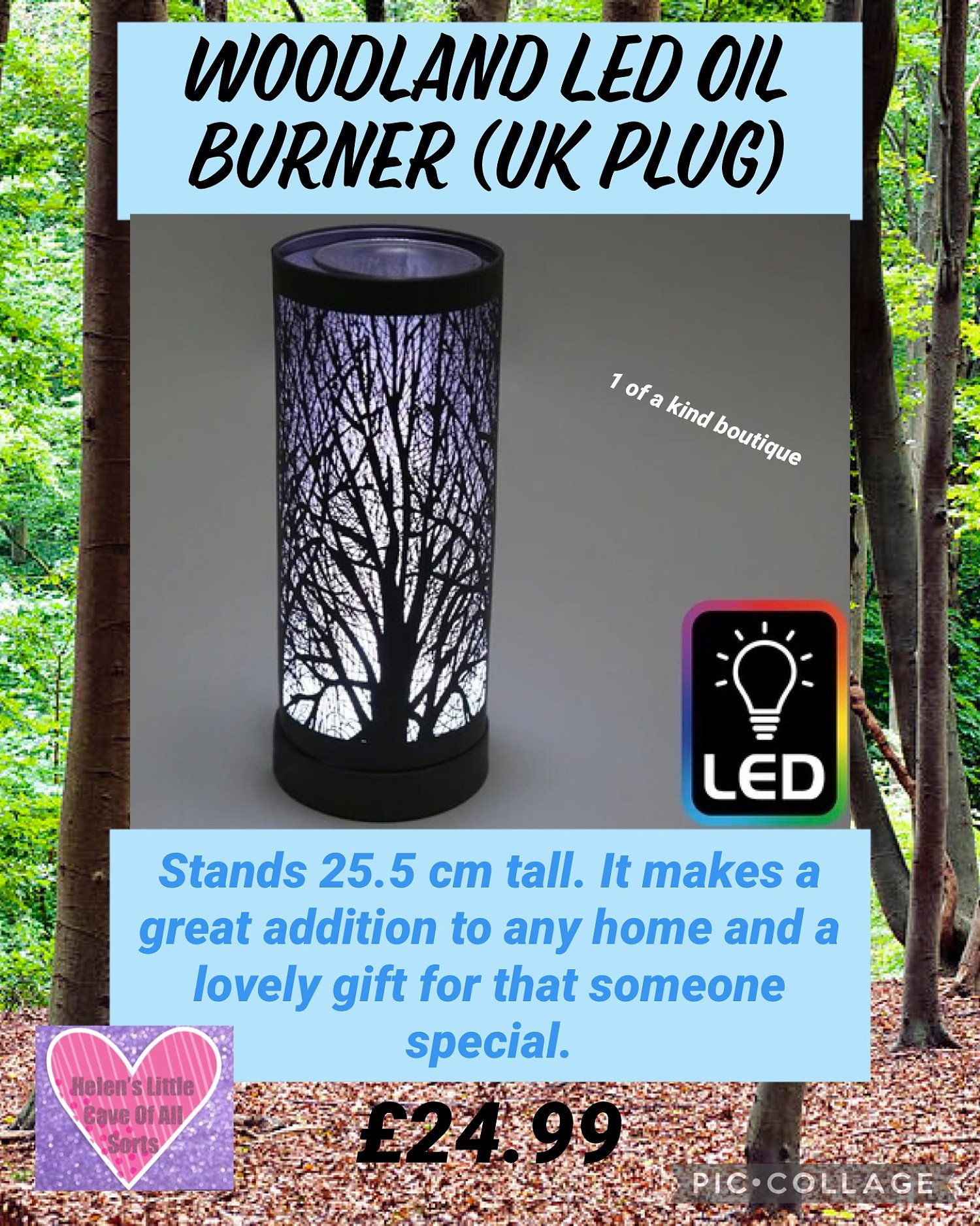 Woodland LED Oil Burner (UK Plug) Free Postage