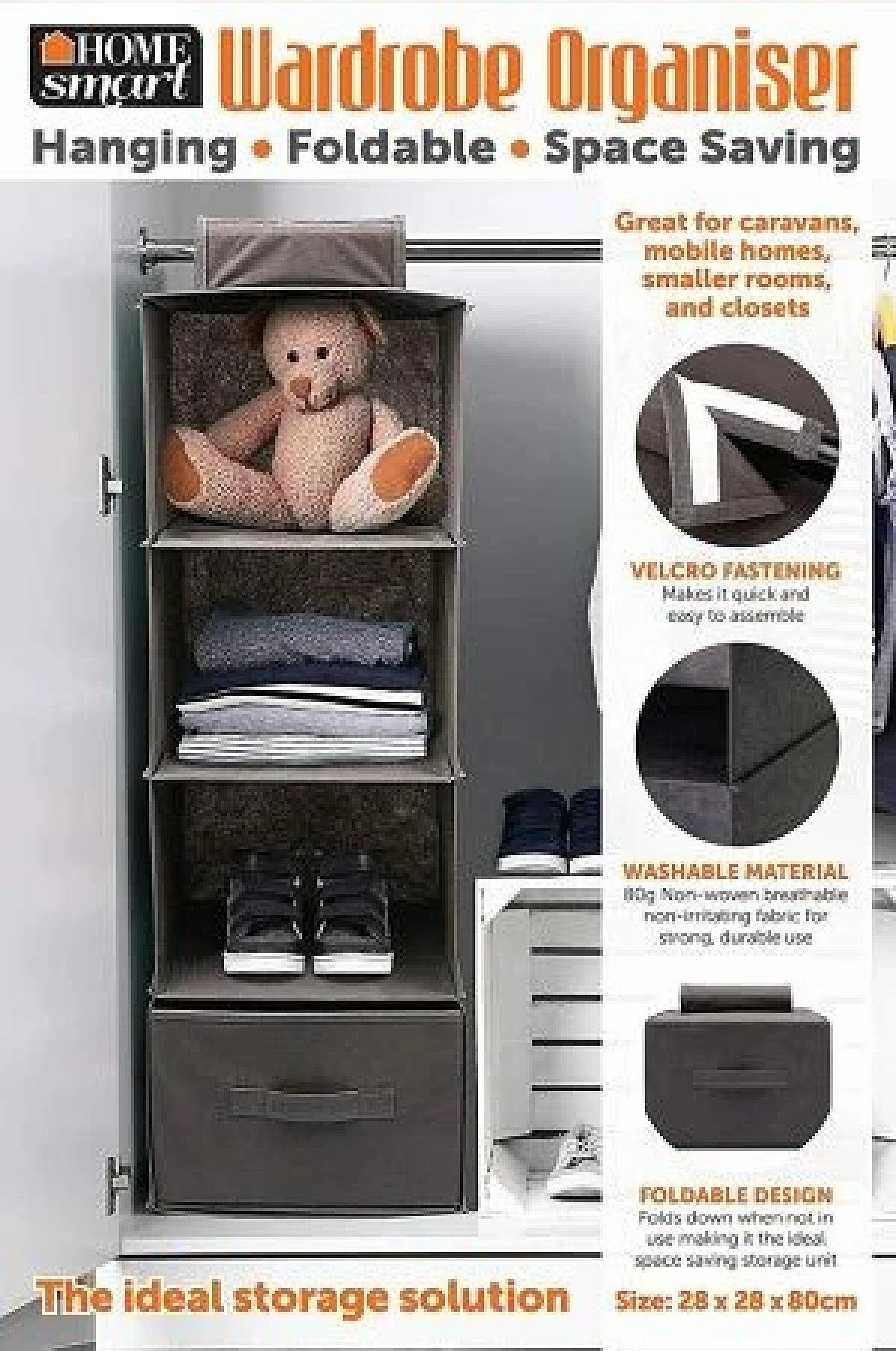 4 Pocket Organizer Shelves Hanging Wardrobe Space Saver Tidy Closet Free Postage