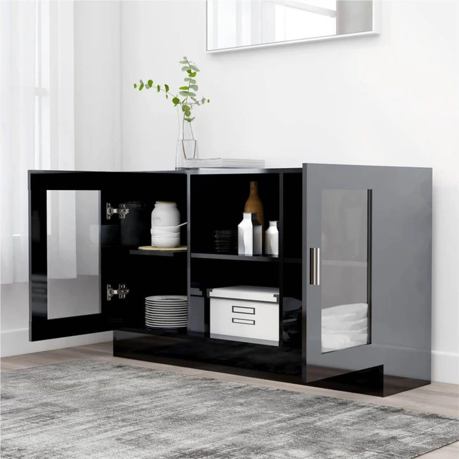 Sideboard High Gloss Black 120x30.5x70 cm Chipboard Free Postage