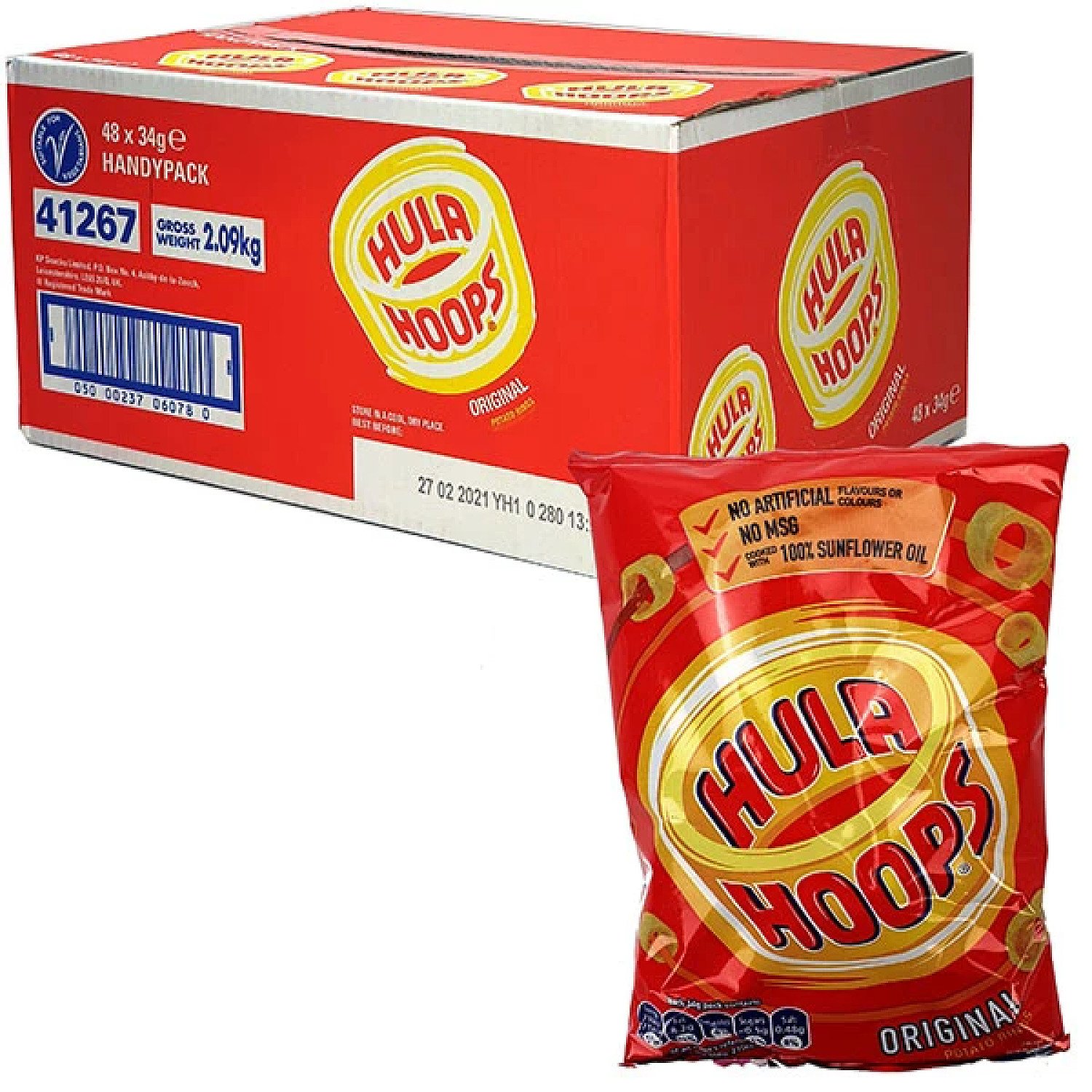 48 X HULA HOOPS ORIGINAL FLAVOUR POTATO RINGS 34G HANDY CRISP PACKS Free Postage