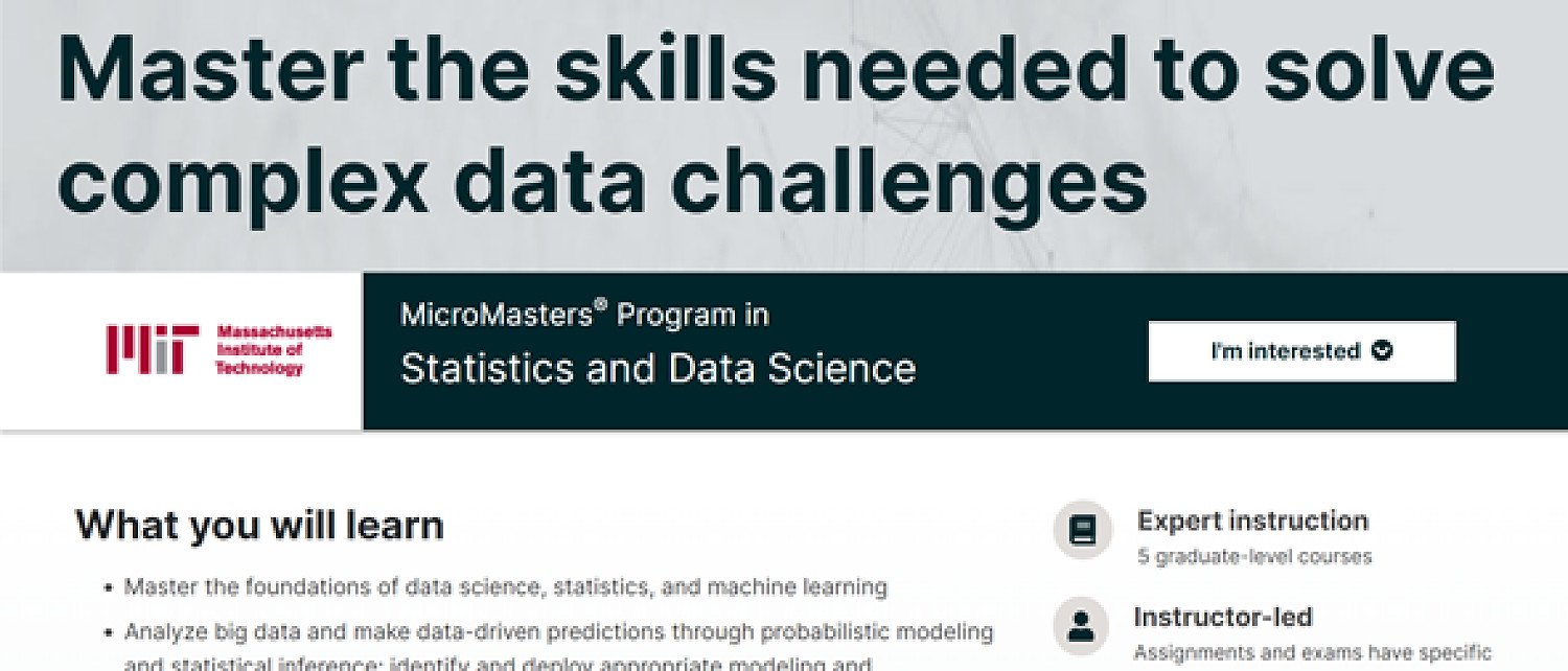 Learn Online with MITx Statistics and Data Science Course