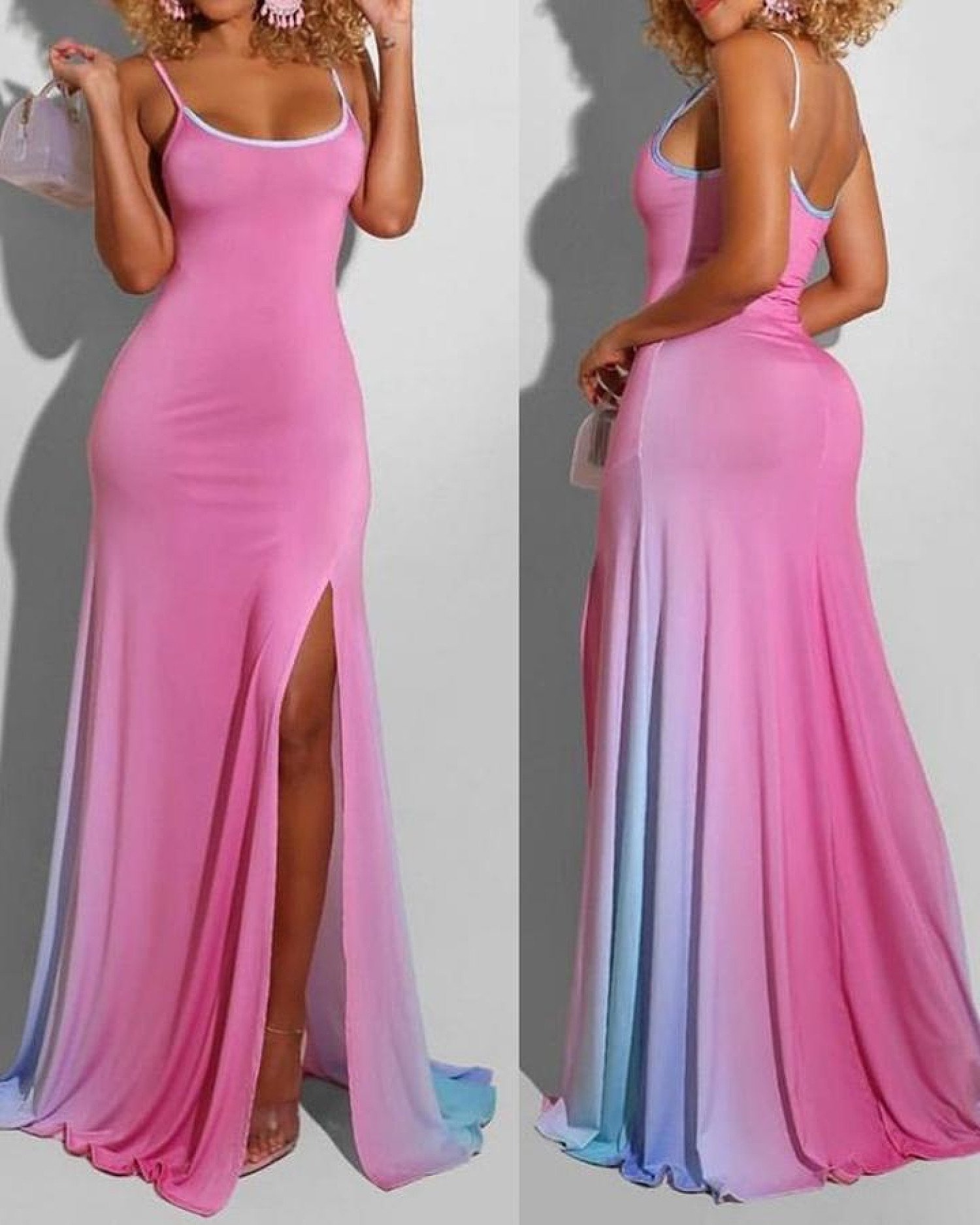 Ombre High Slit Maxi Dress Free Postage