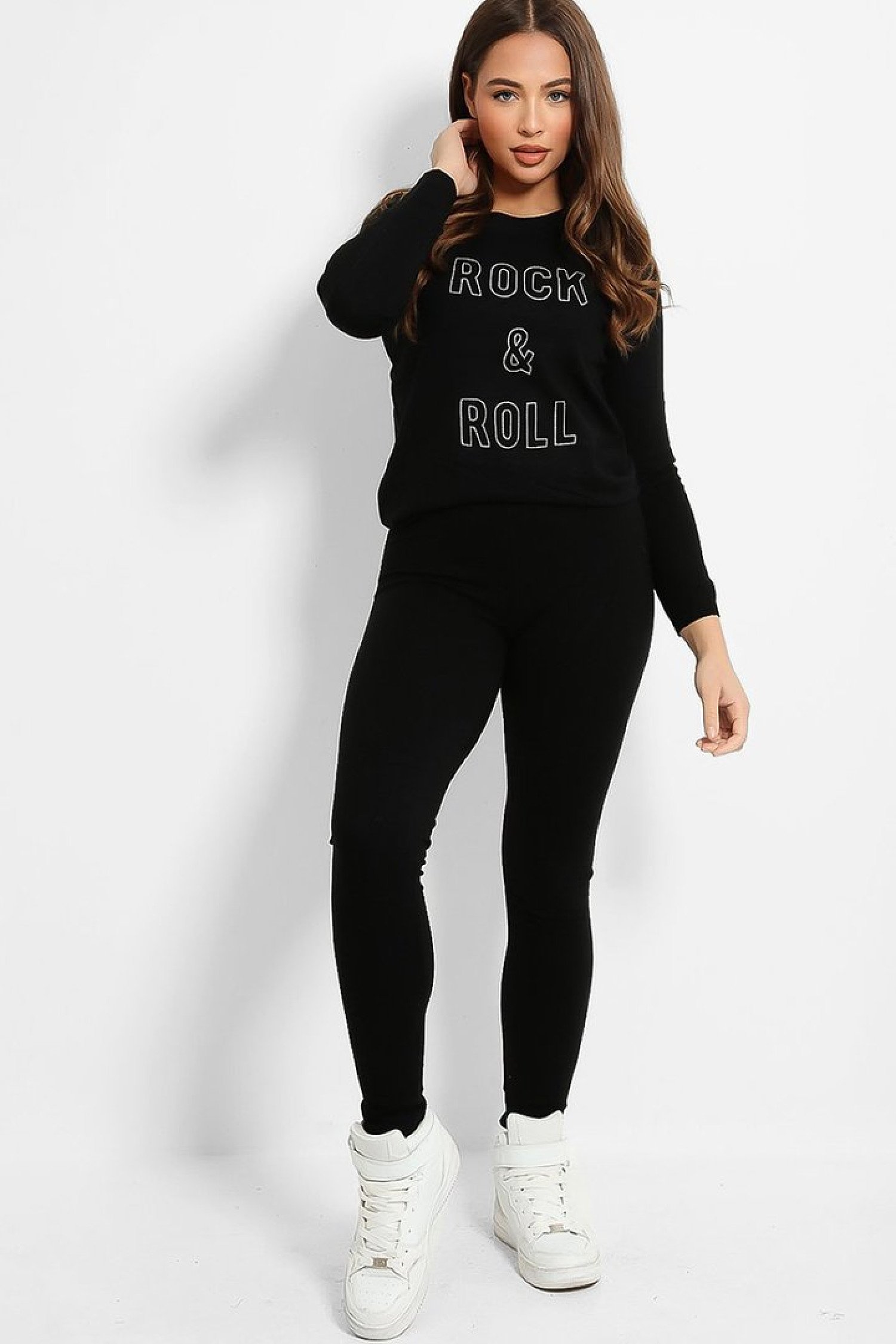 Knit Black Slogan Tracksuit One Size 8-14 Free Postage