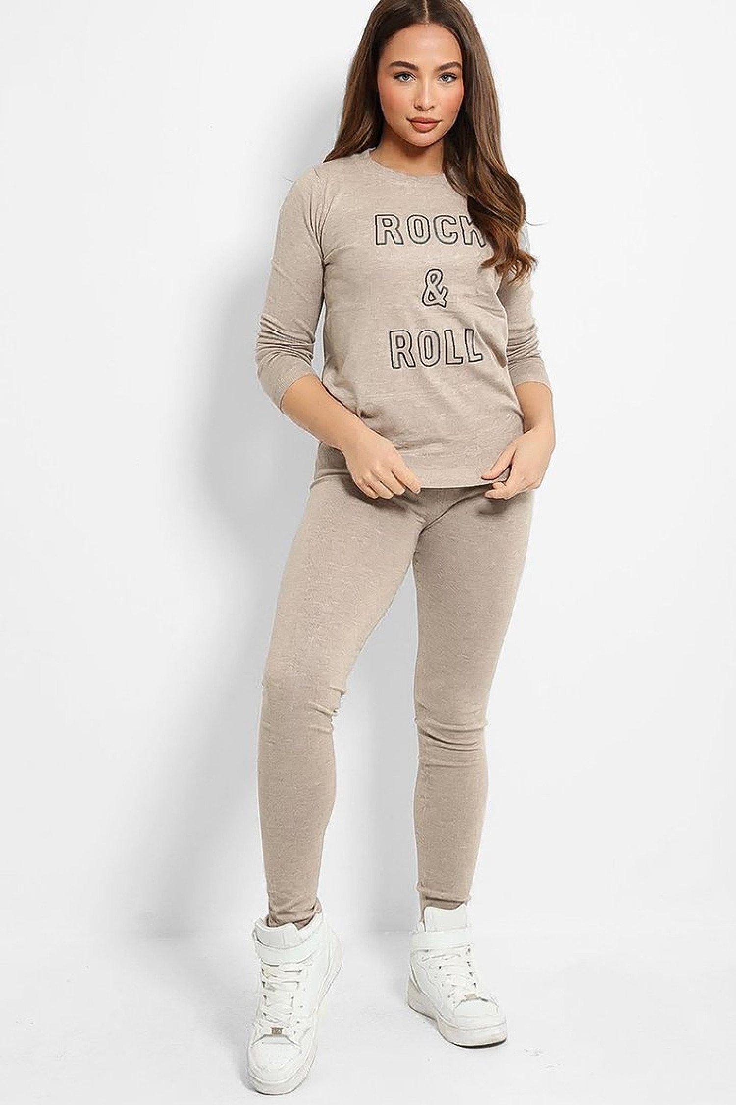 Beige Slogan Tracksuit One Size 8-14 Free Postage