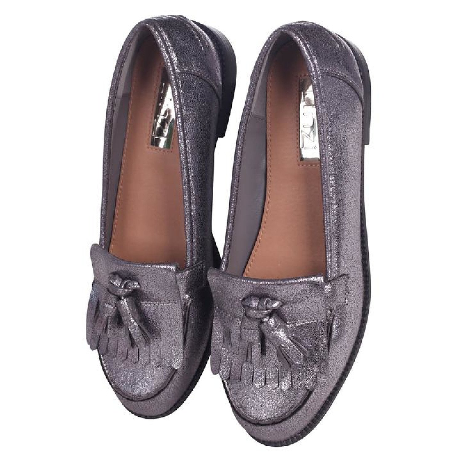 Pewter Nubuck Classic Slip On Loafer Ladies Free Postage