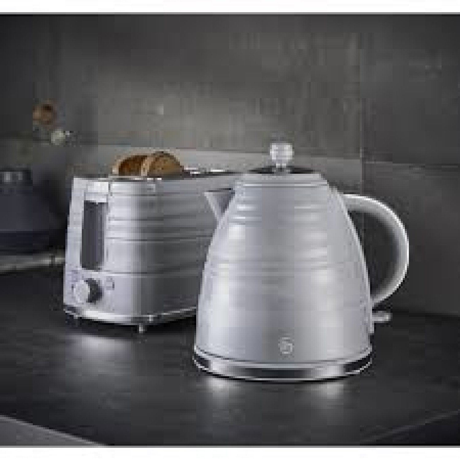 2Pc Swan Symphony Kettle & Toaster Set - Grey
