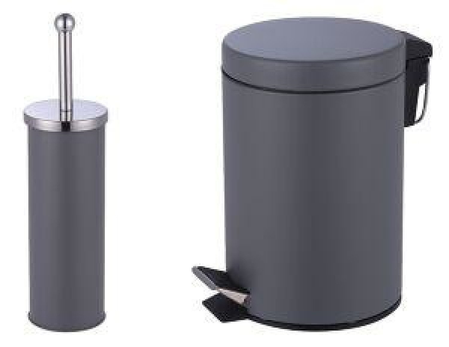 3L Pedal Bin+toilet Brush Holder stainless Steel Matt Finish - Grey Free Postage