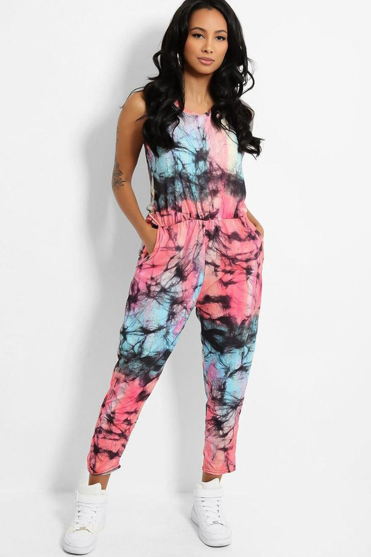Tie Dye Sleeveless Jumpsuit Ladies Free Postage