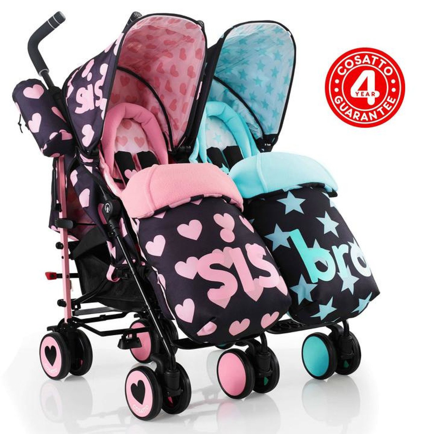 Cosatto Supa Dupa Twin Pushchair Stroller - Sis & Bro 5 Free Postage