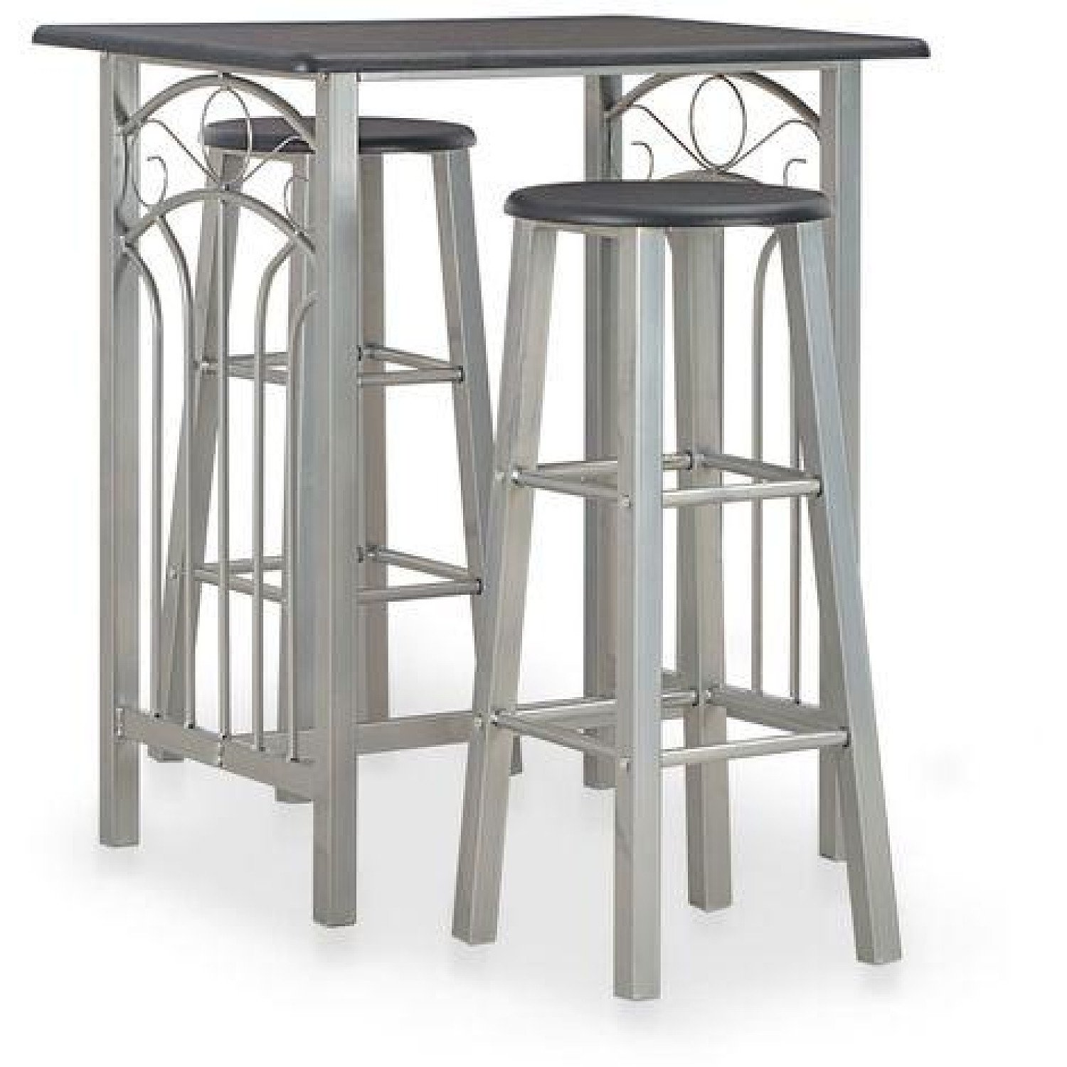 3 Piece Bar Set Wood and Steel Black Free Postage
