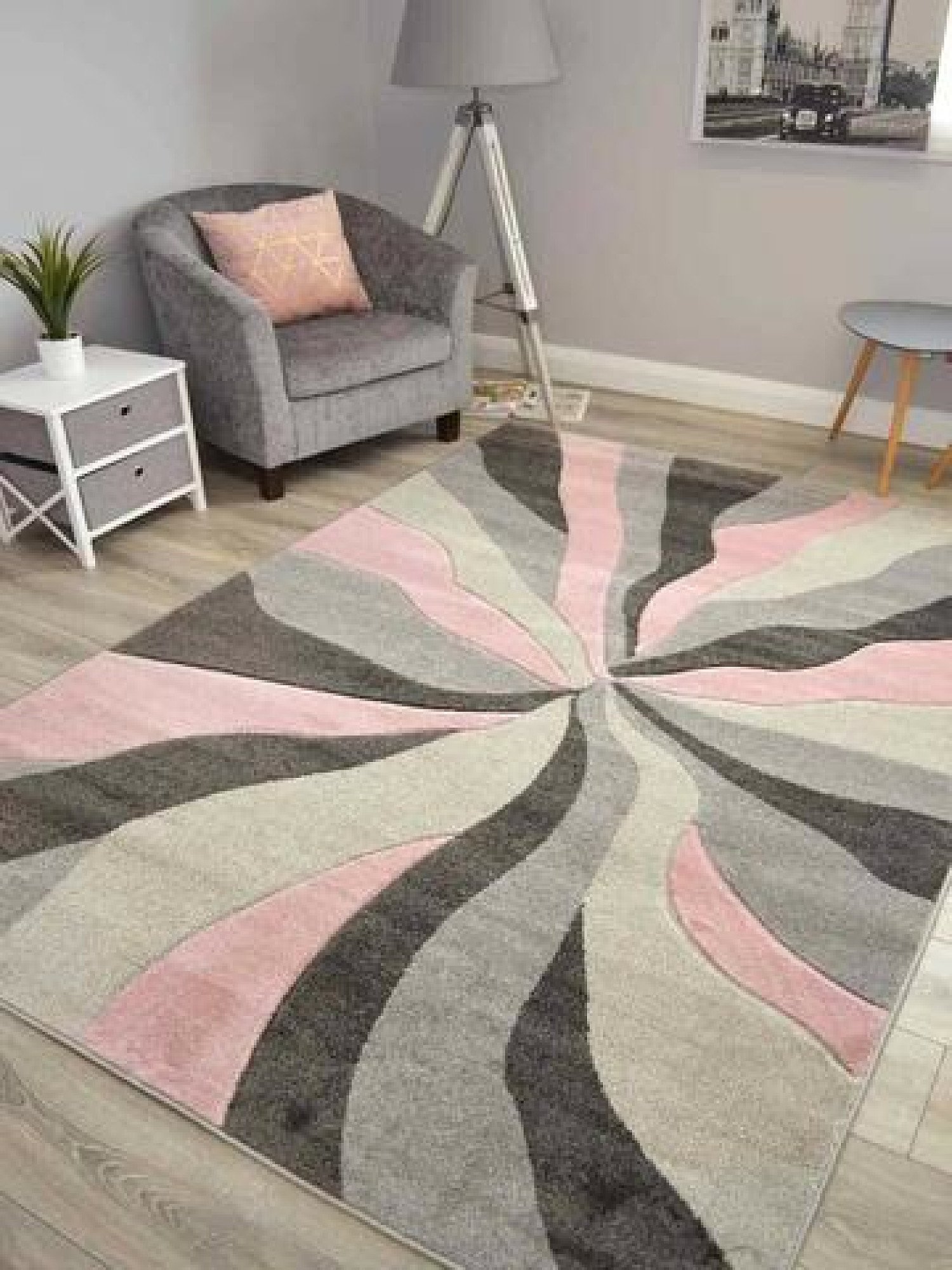 Hudson Pink Splinter Rug - different sizes and prices in description