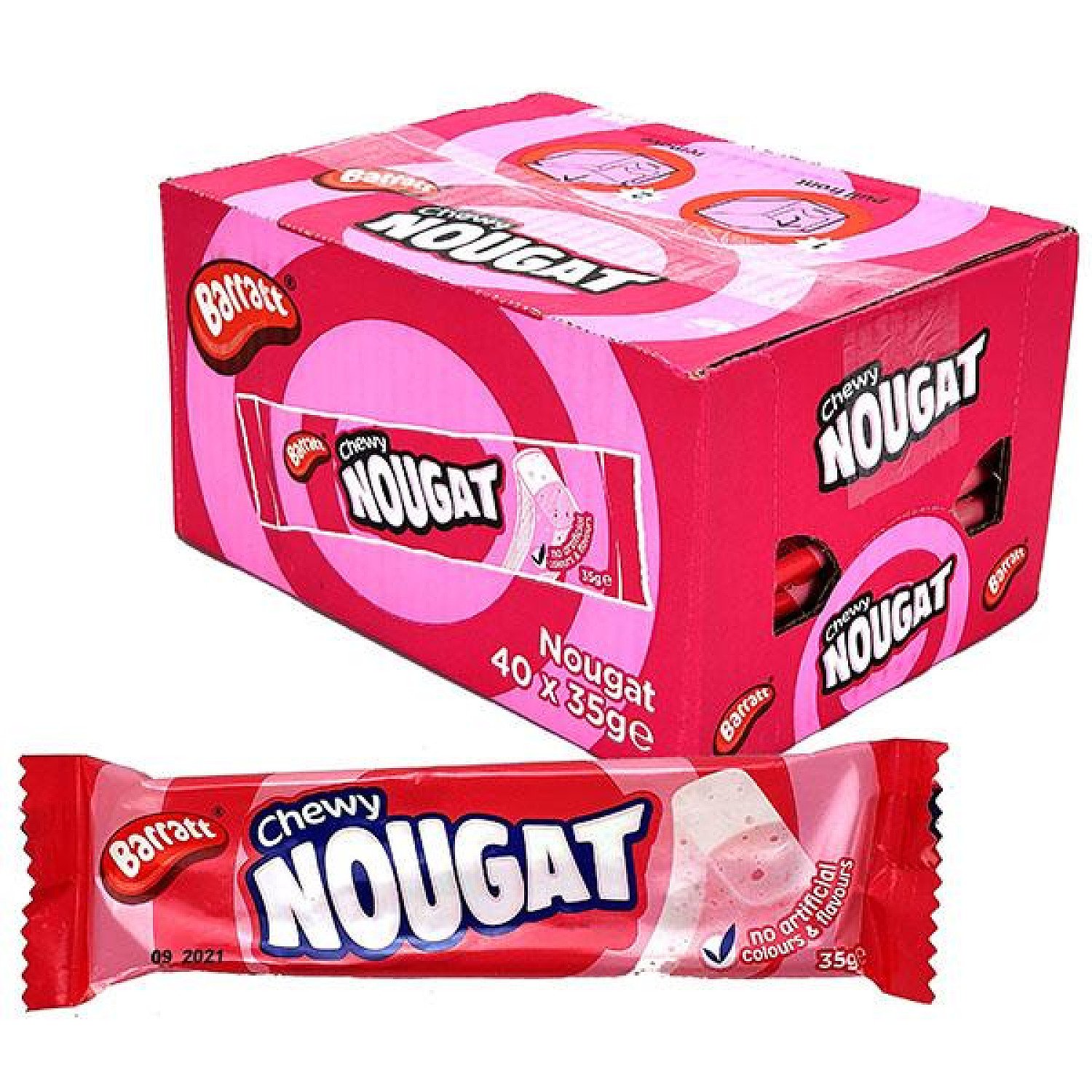 40 X BARRATT CHEWY NOUGAT 35G BARS
