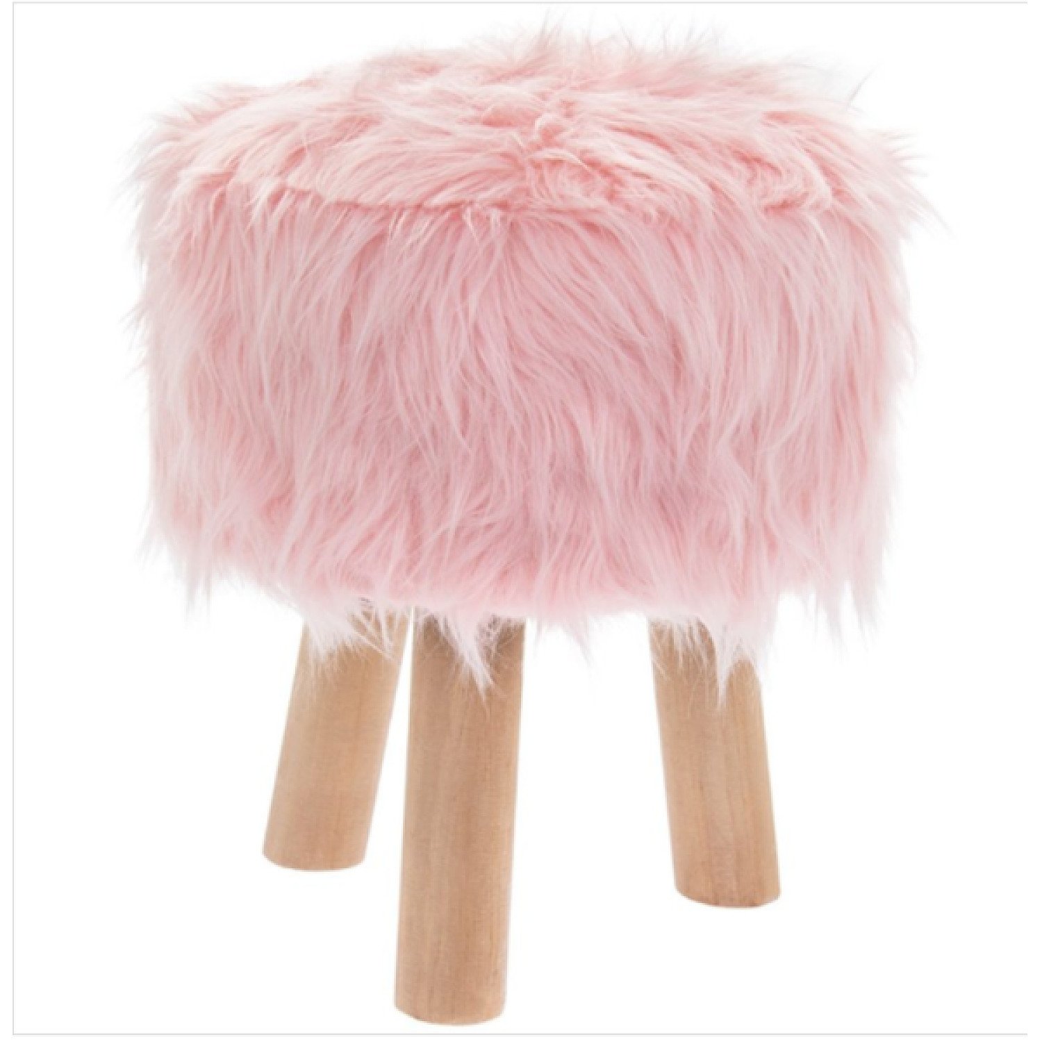 Pink Furry Stool Round