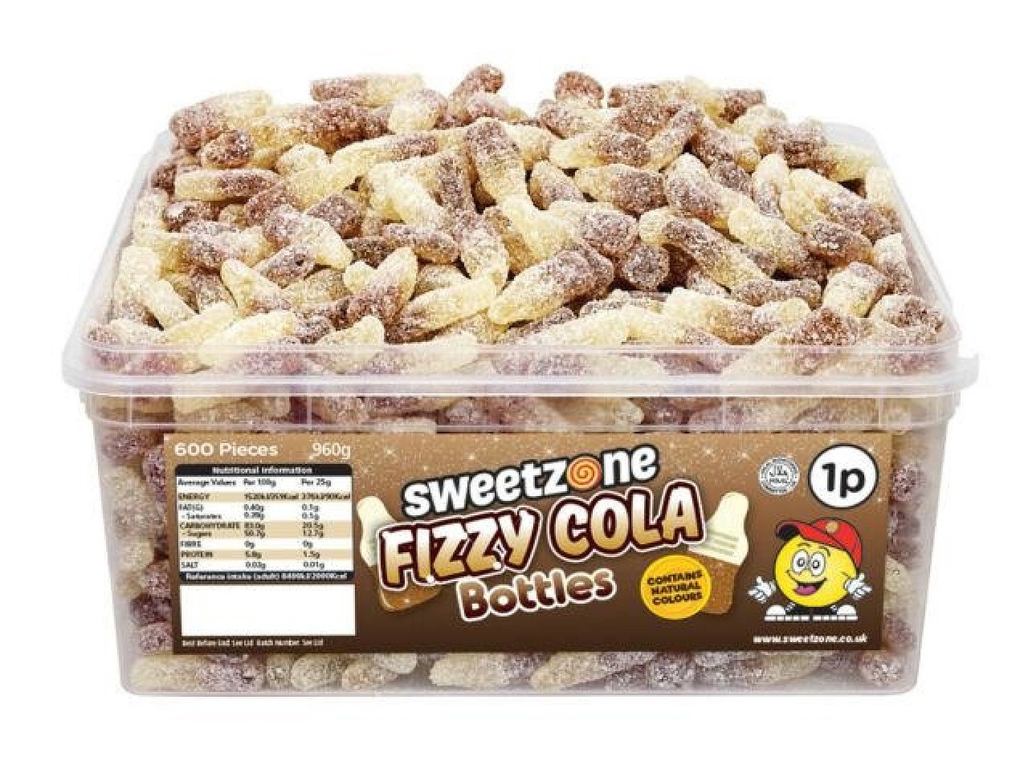 FIZZY COLA BOTTLES TUB (SWEETZONE) 600 COUNT