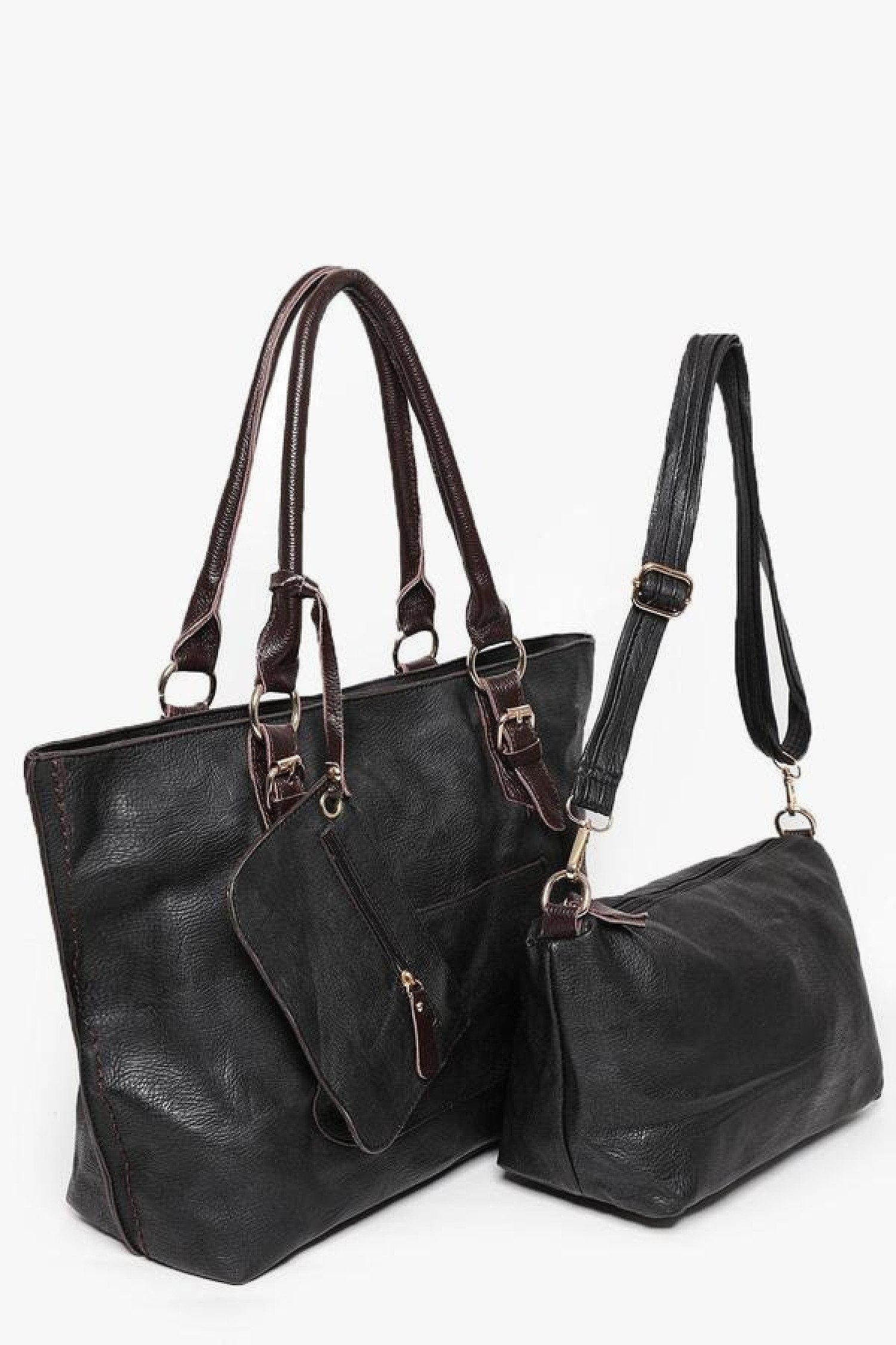 Black Vegan Raw Soft Leather 3 in 1 Free Postage