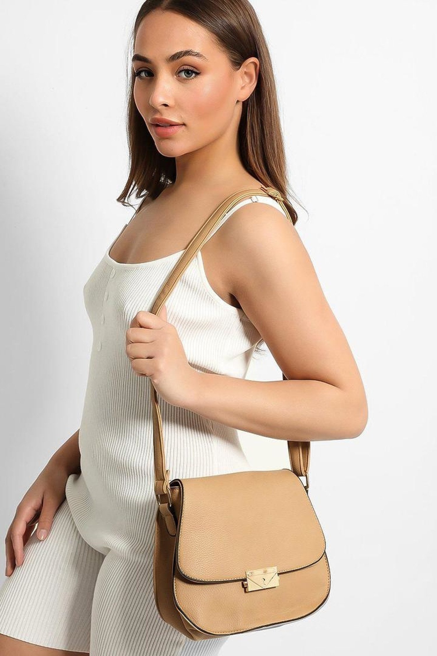 Beige Classic Saddle Bag Free Postage