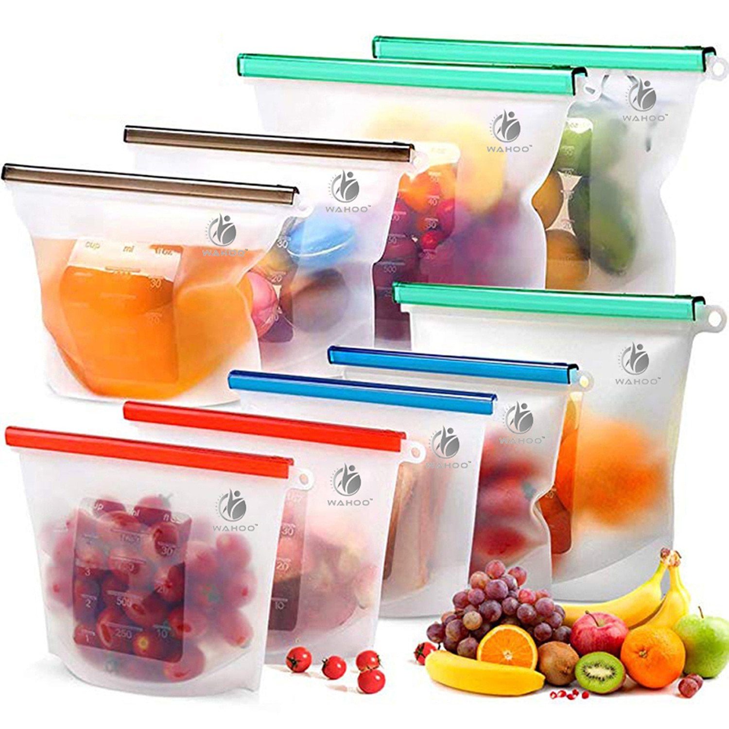 WIN THESE REUSABLE SILICONE FOOD STORAGE BAGS SET OF 6 BAGS The