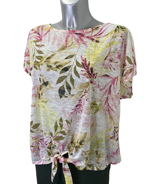 Ex Store Pastel Print Tie Front Top