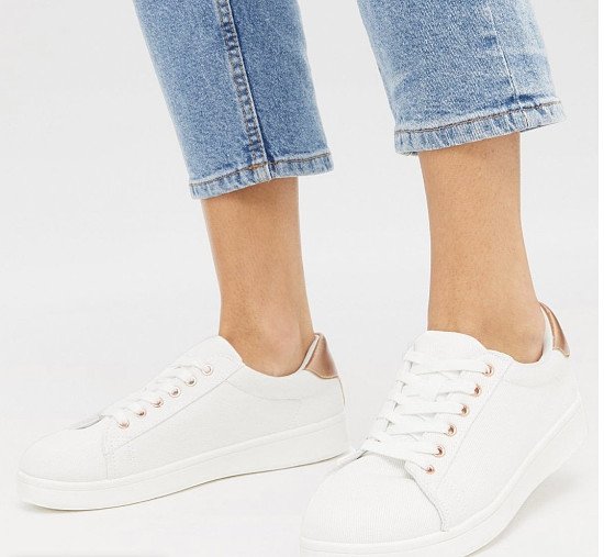 White & Gold Canvas Trainers