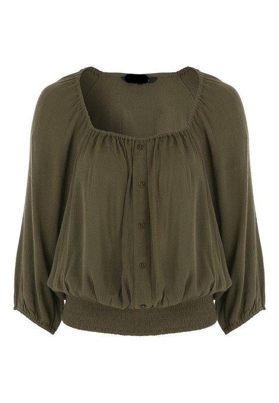 Famous Brand Khaki Square Neck Top