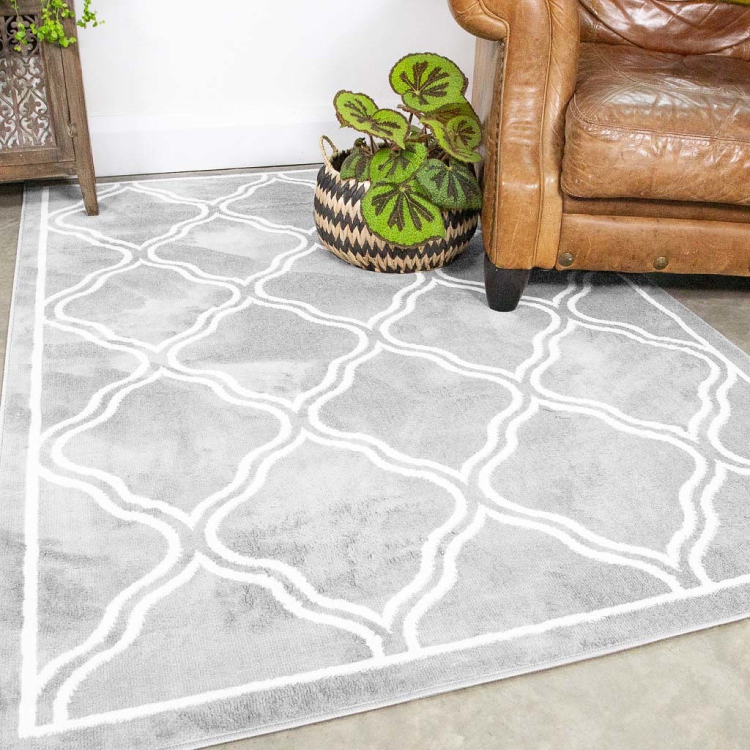SAVE 8 Light Grey Trellis Living Room Rug Oscar! Kukoon Rugs