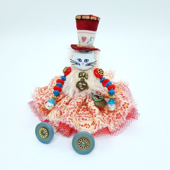 ENDLESS LOVE STEAMPUNK BUTTON DOLL CAT - 20% discount available