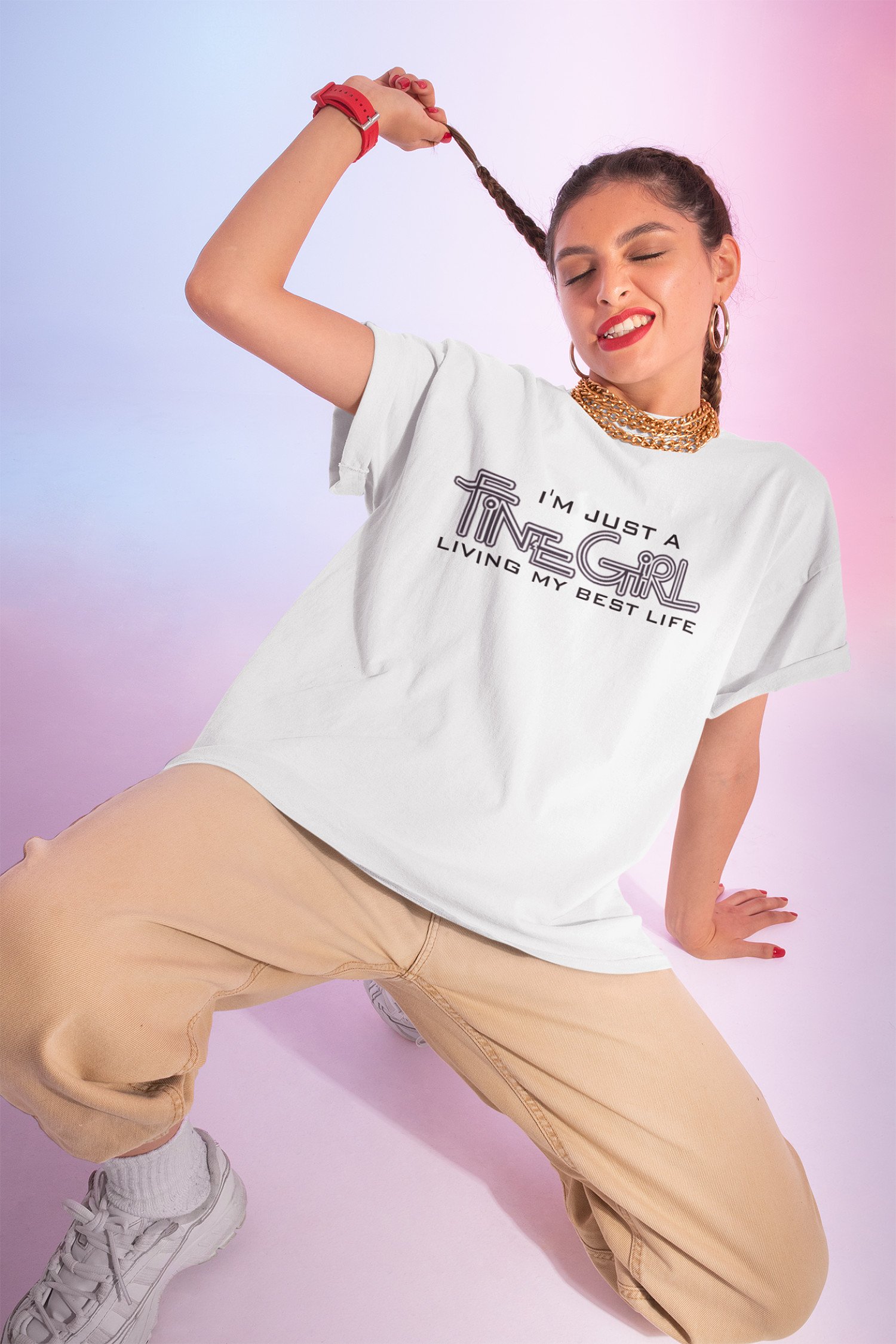 Positive Affirmation T-shirt.... I am a Fine Girl living my best life.