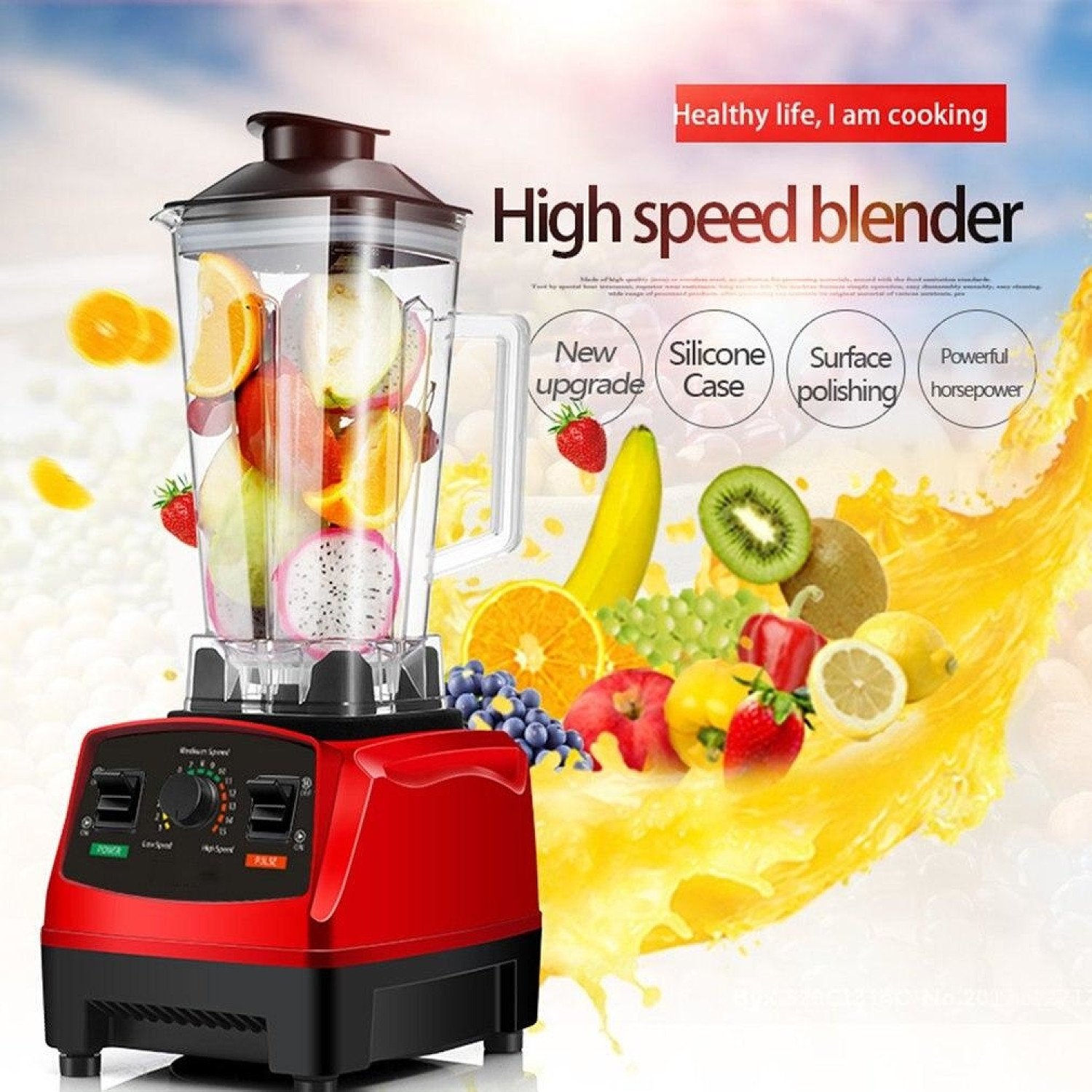 2200 W High Speed Blender Mixer with 8 Blade Fruit Juicer Food Processor Ice Crusher Smoothie