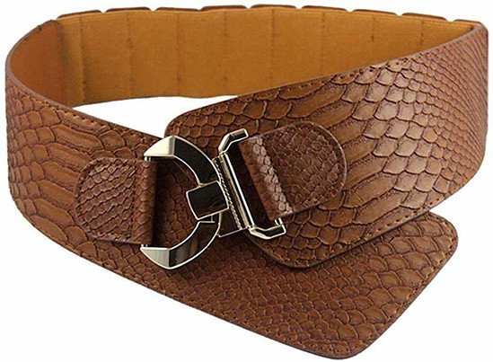 Premium Quality Women's Snake Pattern Belt Wide Elastic Stretch Adjustable Dress Waist Cinch Belt