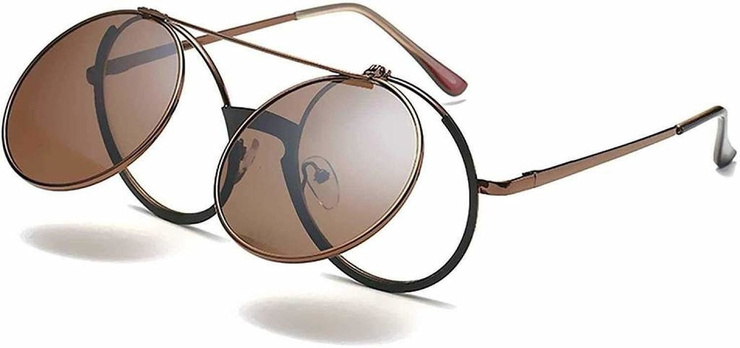 Small Round Sunglasses Men's Women Steampunk Retro Flip Up