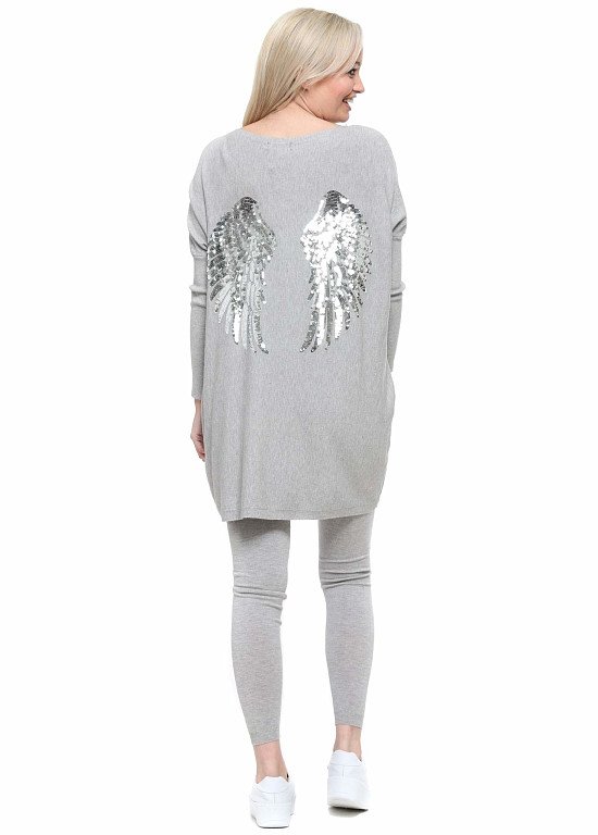 Grey Sequinned Wings Lounge Set