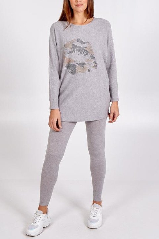 Grey Lip Lounge Set