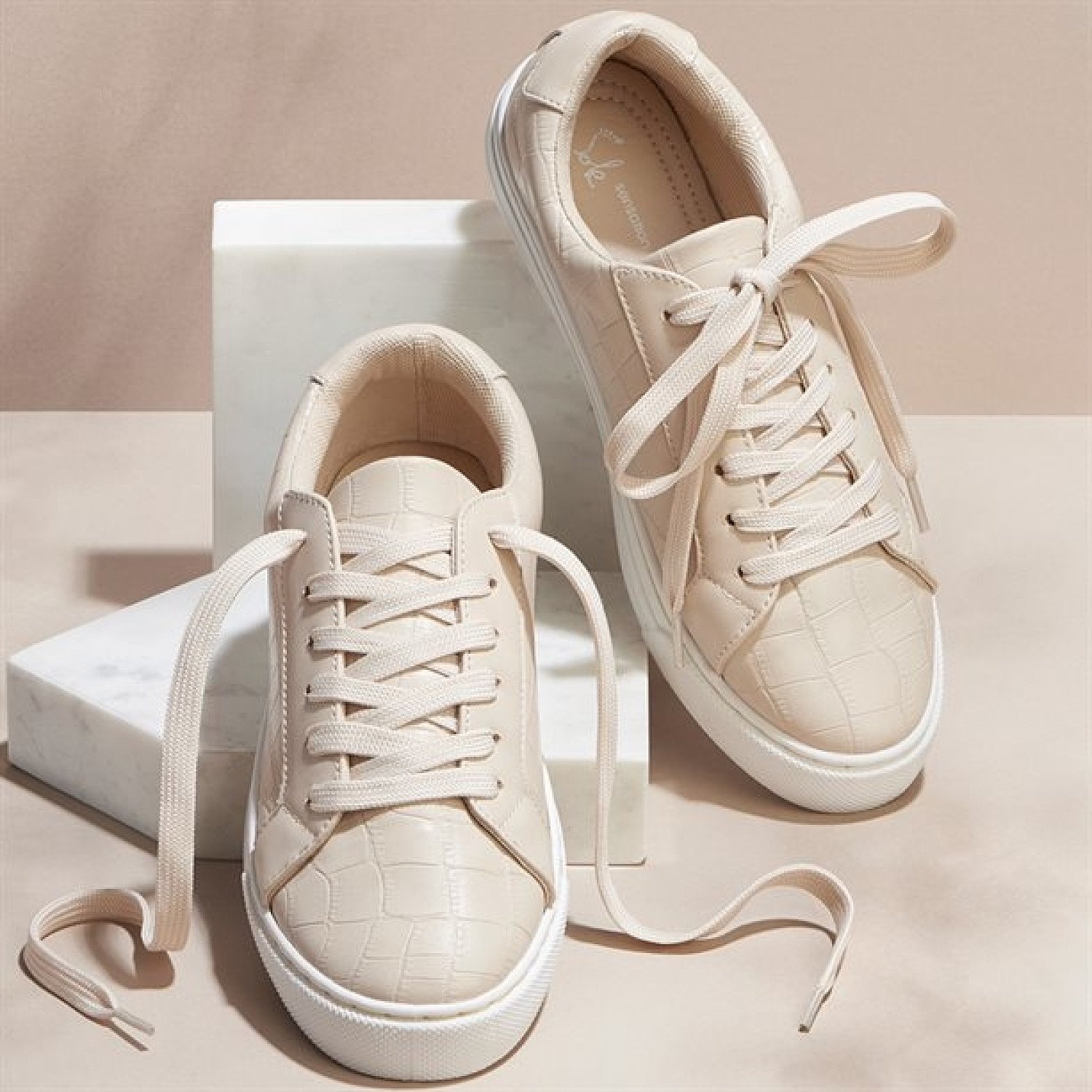 Faux-Croc Embossed Trainers