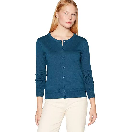 £7 Ex Principles Fine Knit Crew Neck Cardigan Teal