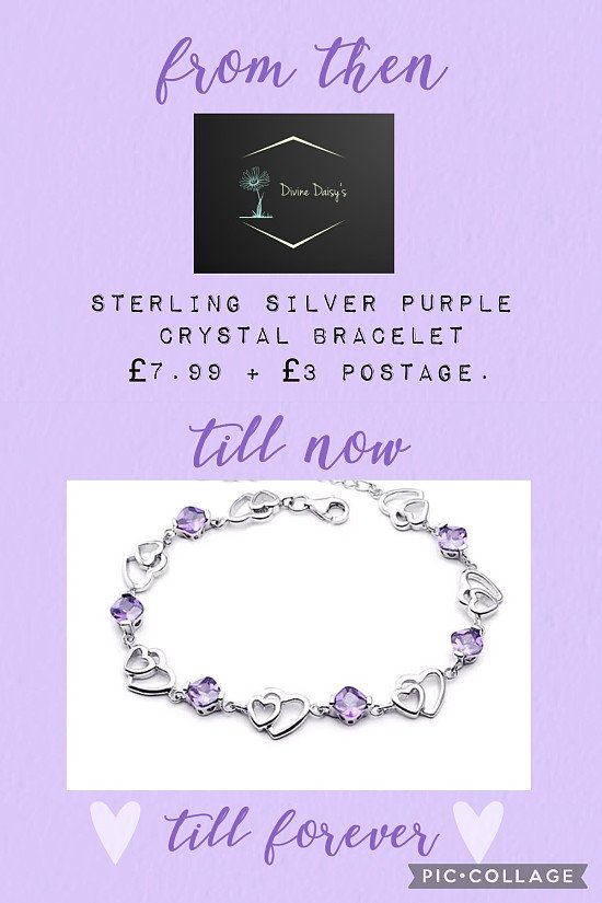 Sterling silver purple crystal bracelet £7.99 + £3 postage.
