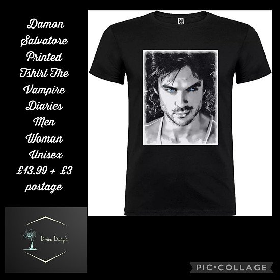 Damon Salvatore Printed Tshirt The Vampire Diaries Men Woman Unisex £13.99 + £3 postage.
