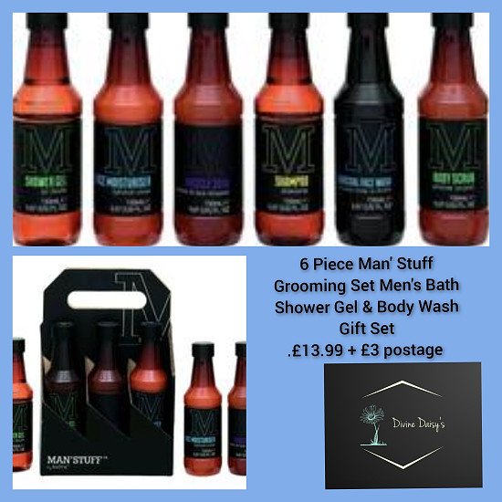 6 Piece Man' Stuff Grooming Set Men's Bath Shower Gel & Body Wash Gift Set π₯Β£13.99 + πΒ£3 postage