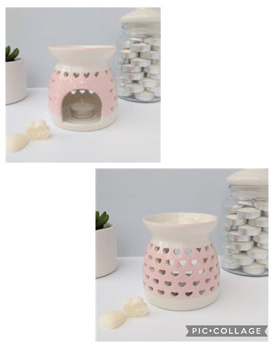 Large Ceramic Heart Cutout Wax Melter - Pink £6.25