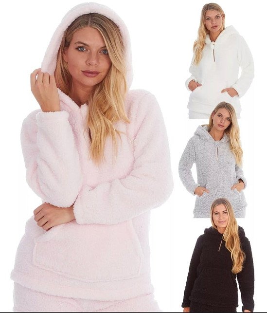 Borg Fleece Hoodie Soft Thick Sherpa Hooded Lounge Jumper Loungewear Hoody £25.99 + £3 postage