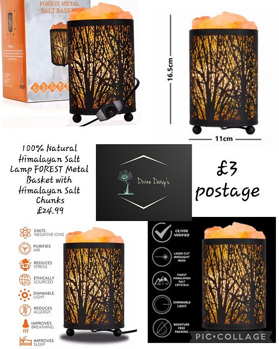 100% Natural Himalayan Salt Lamp FOREST Metal Basket with Himalayan Salt Chunks 💥£24.99
