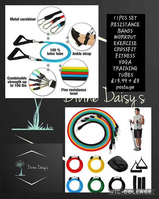 11PCS SET RESISTANCE BANDS WORKOUT EXERCISE CROSSFIT FITNESS YOGA TRAINING 💥£13.99 + £3 Postage 🚛